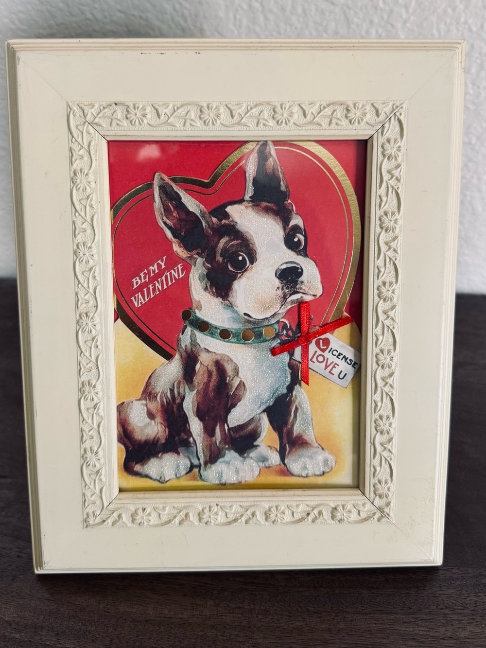 Vintage Be My Valentine Dog Picture Frame Decor